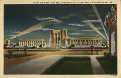 Night View, State of Texas Building, Texas Centennial Exposition Postcard