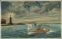 Lake Erie and Entrance to Harbor Buffalo, NY Postcard Postcard