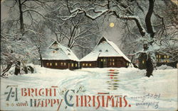 Gabled houses, trees Christmas Postcard Postcard