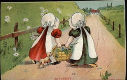 Sunbonnet Babies - Saturday Postcard Postcard