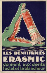 Les Dentifrices Erasmic donnent aux dents l'eclat et la blancheur Advertising Postcard Postcard