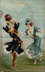 College Girls Playing Basketball - Columbia & Princeton Postcard Postcard Postcard