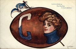 Columbia University Collage Girl and Football Postcard