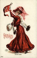 Harvard University College Girl Postcard