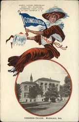 Concordia College Girl and Campus Postcard