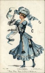 Columbia University College Girl Postcard