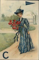 Columbia University College Girl Postcard