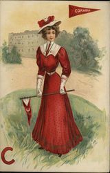 Cornell University College Girl Postcard