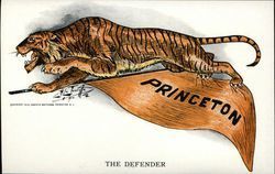 Princeton University Tiger and Pennant Postcard