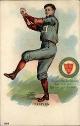 Harvard University Baseball Pitcher and School Seal Universities Postcard Postcard Postcard