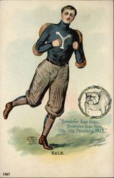 Yale University Football Player and Bulldog Mascot Universities Postcard Postcard Postcard