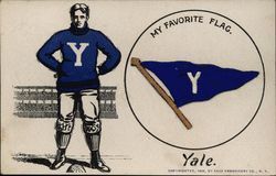 Yale University Sportsman & Embroidered Pennant Postcard