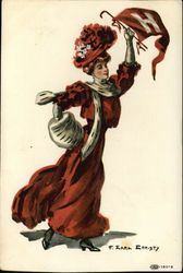 Harvard University College Girl Postcard