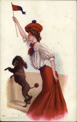 Red & Blue, Poodle Mascot Postcard