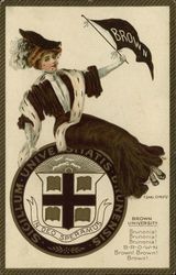 Brown University College Girl and School Seal Postcard