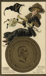 Vanderbilt University College Girl and School Seal Postcard