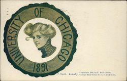 University of Chicago College Girl Postcard