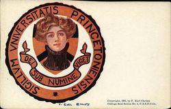 Princeton University College Girl and School Seal Postcard