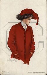 Cornell University College Girl Postcard