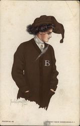 Brown University College Girl Postcard