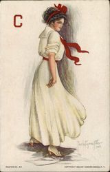 Cornell University Girl in White Dress College Girls Postcard Postcard Postcard