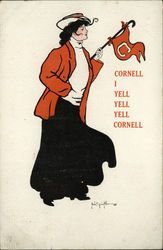 Cornell College Girl with Flag College Girls Postcard Postcard Postcard