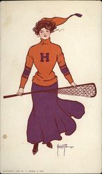 Harvard College Girl Lacrosse Postcard