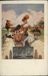 Princeton University Girls in Jalopy Postcard