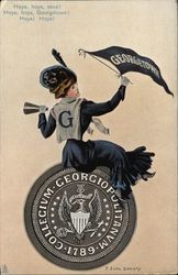 Georgetown University College Girl and School Seal College Girls Postcard Postcard Postcard