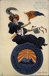 Bucknell University Girl and Seal College Girls Postcard Postcard Postcard