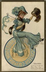 Columbia University College Girl Postcard