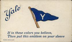 Yale University Embroidered Pennant in Blue and White School Pennants Postcard Postcard Postcard