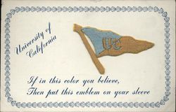 University of California Embroidered Pennant in School Colors Berkeley, CA Postcard Postcard Postcard