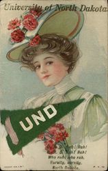 University of North Dakota College Girl College Girls Postcard Postcard Postcard