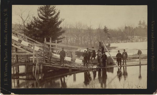 Winter Scene: Cutting Ice Blocks from Lake, Occupational Franklin New Hampshire