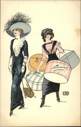 Women with Hat Boxes Series 47 Postcard