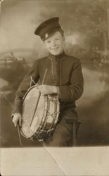 Boy with Drum Children Postcard Postcard Postcard