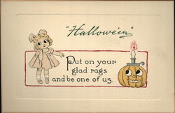 Girl and Jack O'Lantern Postcard