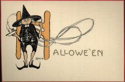 Halloween Witch with Candlestick Postcard Postcard Postcard