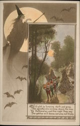 Witch Flying at Full Moon Postcard