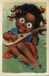 Googly Eyes Girl Playing Guitar Postcard