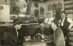 Saloon Interior Men Playing Poker Postcard