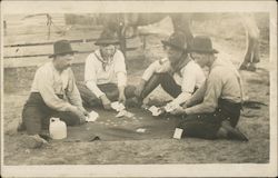 Cowboys Playing Poker Postcard