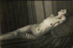 Nude Woman Reclining, Thigh-high Stockings Postcard