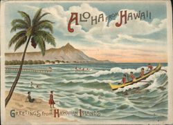 Rare Aloha from Hawaii Diamond Head, Waikiki Beach Folder c1910 12 Views Souvenir Folder