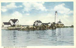 Boston Light, Boston Harbor Postcard