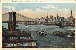 Brooklyn Bridge And Skyline New York City, NY Postcard Postcard