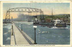 Whale Back Leaving Duluth Superior Harbor Loaded With Ore Postcard