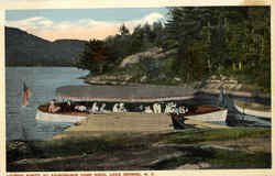 Party At Adrondack Camp Dock Lake George, NY Postcard Postcard