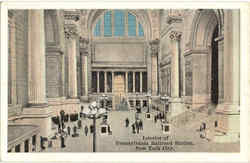 Interior Of Pennsylvania Railroad Station Postcard